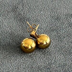 Gold-Plated Sterling Silver Round Ball Stud Earrings